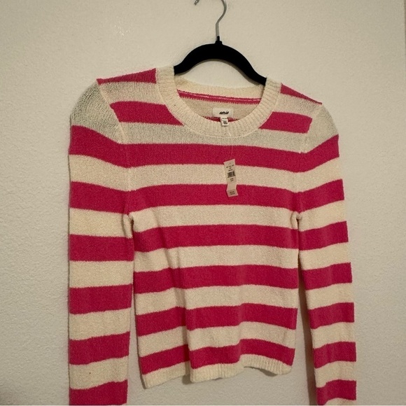 Aerie Open Back Sweater Striped Pink White Size XS Women’s Long Sleeves - Picture 6 of 8